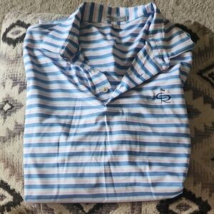 Peter Millar Blue and Pink Striped Polo